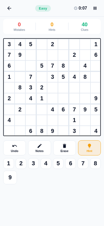 Sudoku Coach game screen
